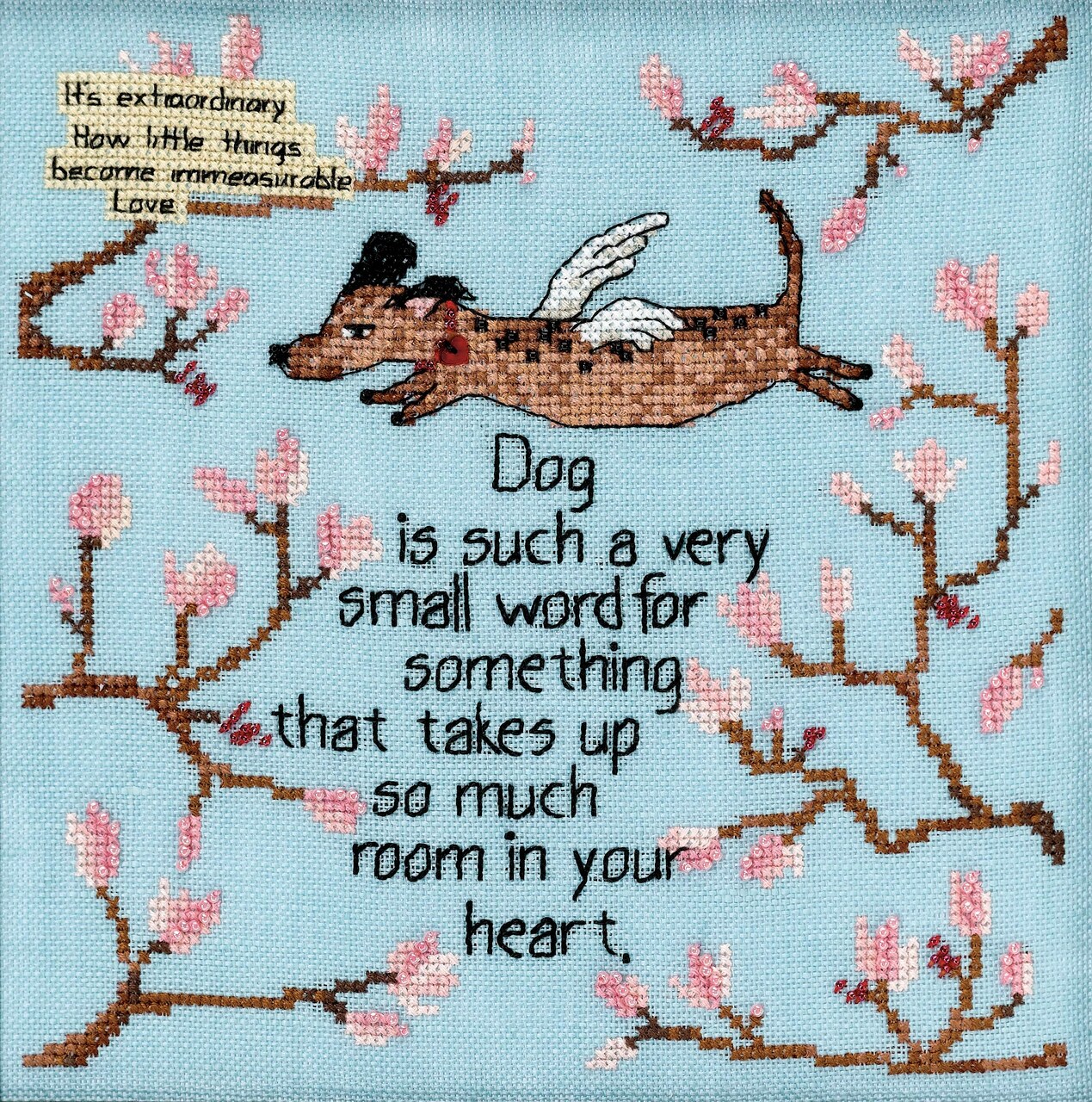 Mill Hill Counted Cross Stitch Kit 7"X7"-Curly Girl-Dog Is A Small World (28 Ct)